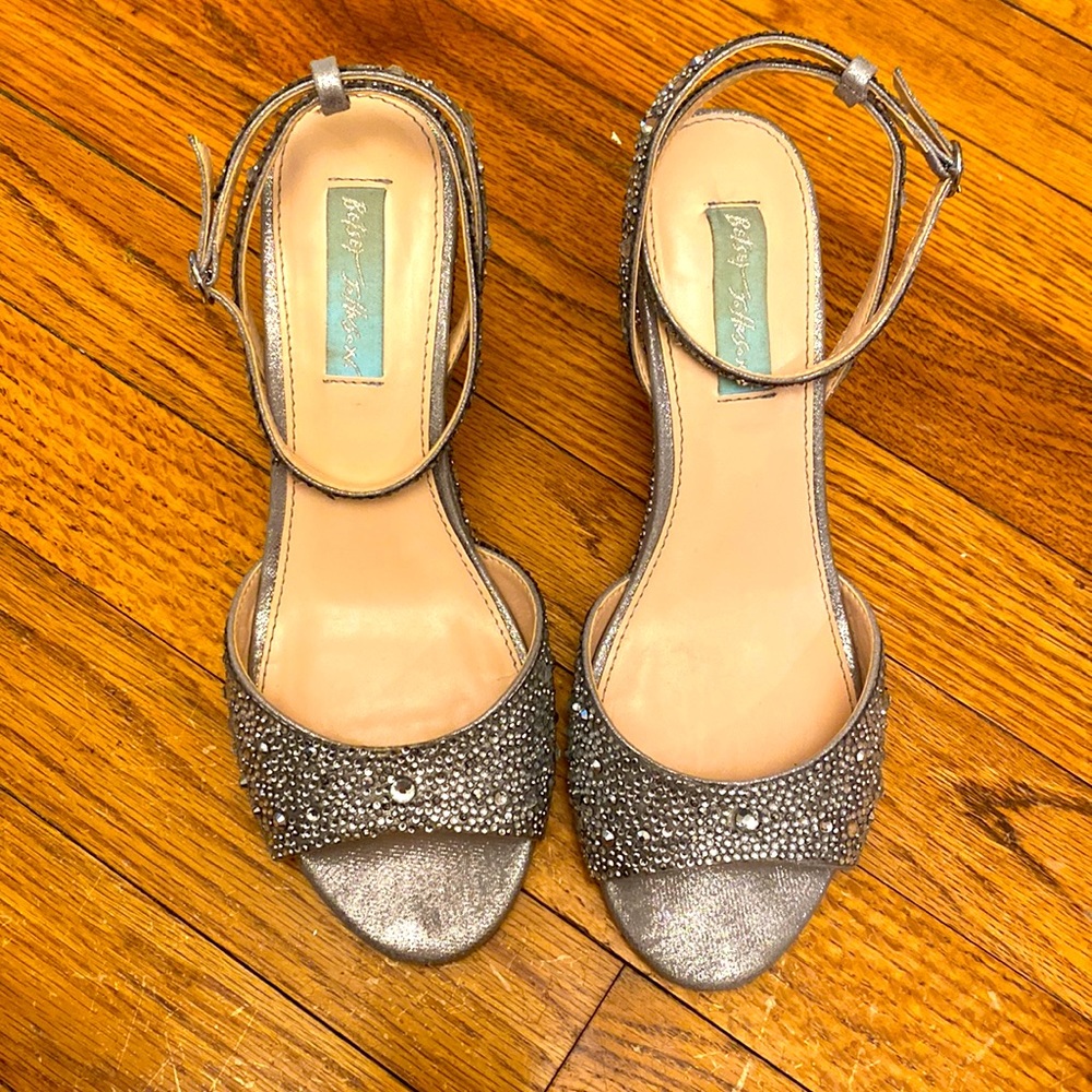 Blue by Betsey Johnson Womens Elora Embellished Wedges